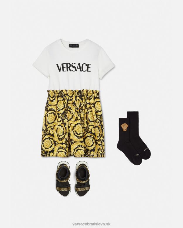 oblečenie X8X8P1953 Versace barokové tričkové šaty biela a potlač deti