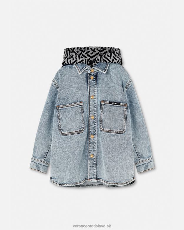 oblečenie X8X8P2119 Versace la greca denim bunda s kapucňou svetlo modrá deti