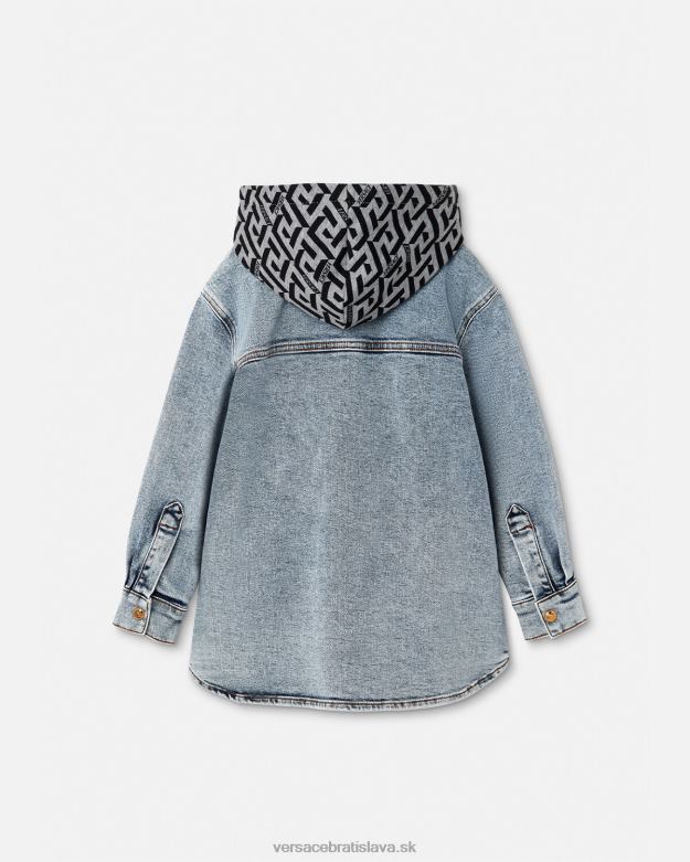 oblečenie X8X8P2119 Versace la greca denim bunda s kapucňou svetlo modrá deti