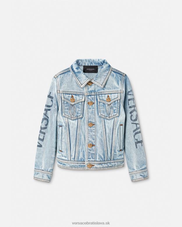 oblečenie X8X8P2131 Versace džínsová bunda s logom Modrá deti