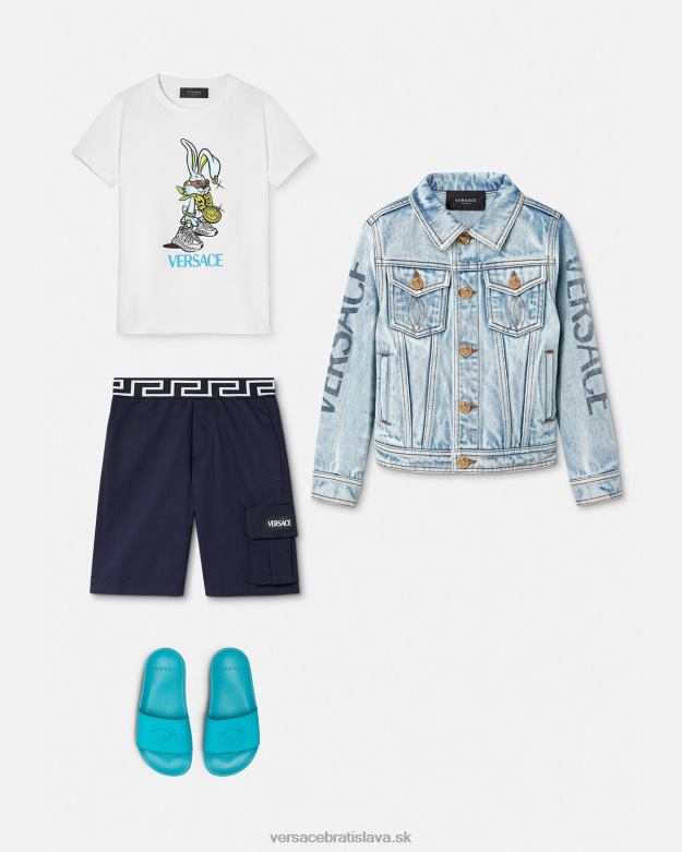 oblečenie X8X8P2131 Versace džínsová bunda s logom Modrá deti