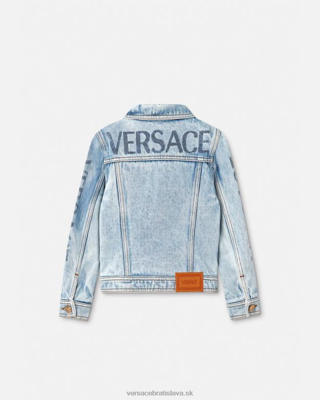 oblečenie X8X8P2131 Versace džínsová bunda s logom Modrá deti