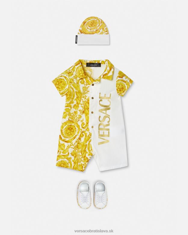oblečenie X8X8P1819 Versace barocco detská kombinéza biele zlato deti