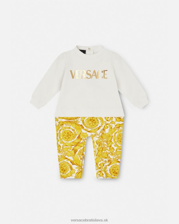 oblečenie X8X8P1821 Versace barocco detská kombinéza biele zlato deti
