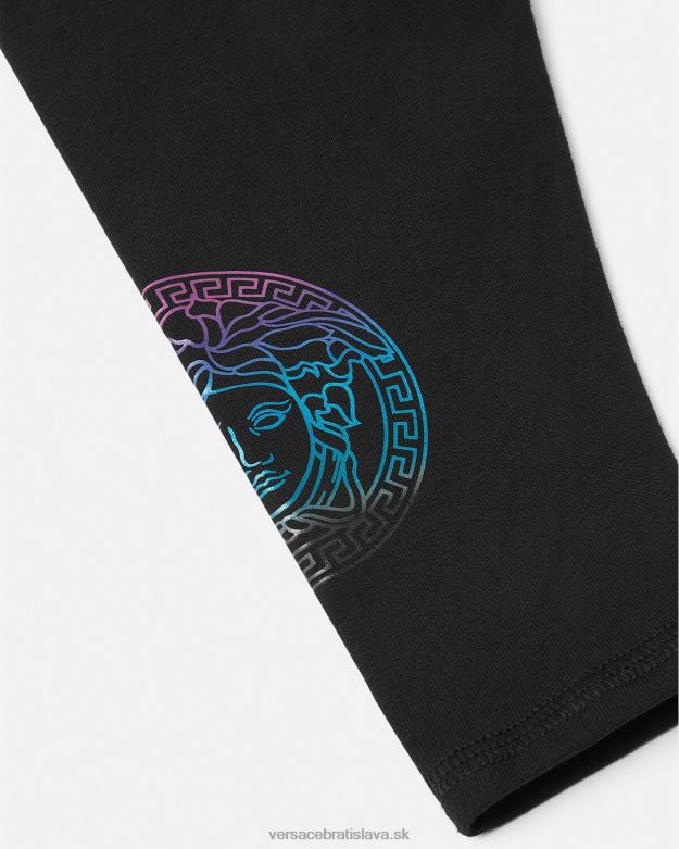 oblečenie X8X8P1851 Versace greca medusa detské legíny čierna a tlač deti