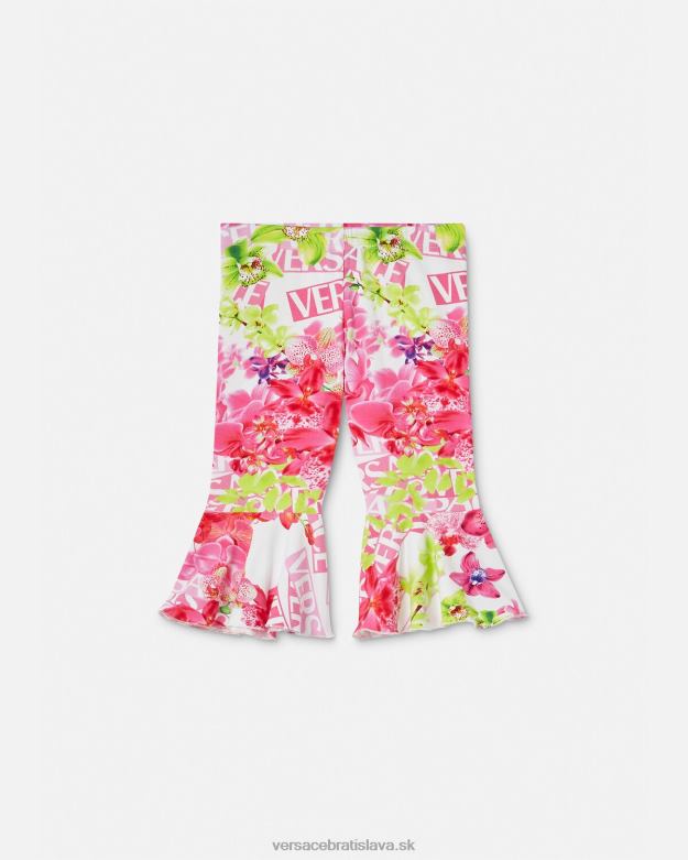oblečenie X8X8P1869 Versace logo orchidea detské legíny biela a potlač deti