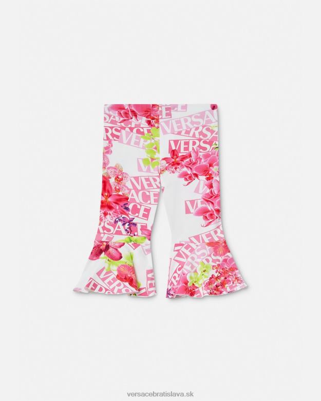 oblečenie X8X8P1869 Versace logo orchidea detské legíny biela a potlač deti