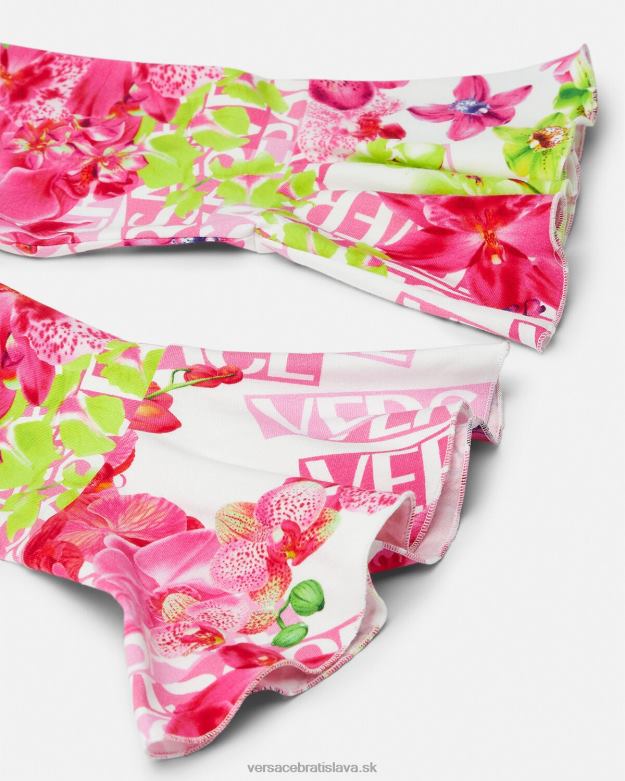oblečenie X8X8P1869 Versace logo orchidea detské legíny biela a potlač deti