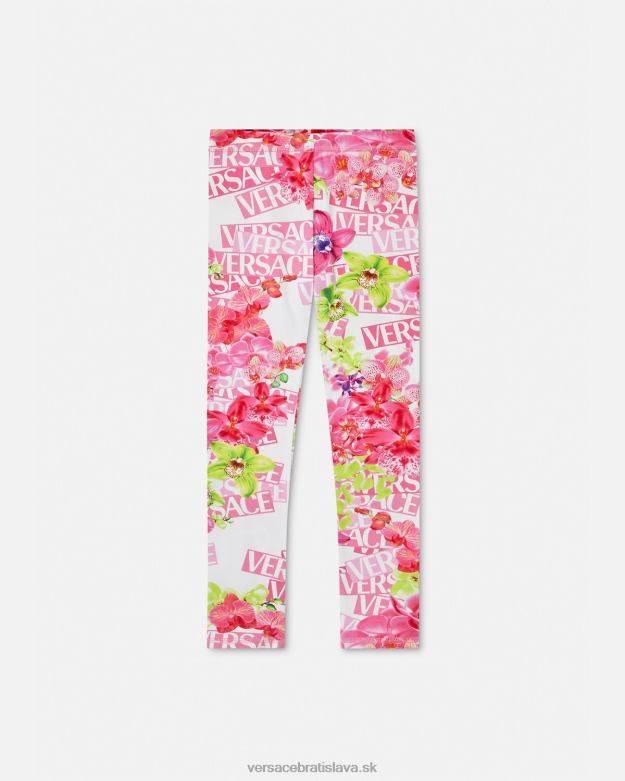 oblečenie X8X8P1974 Versace logo orchideové legíny biela a potlač deti