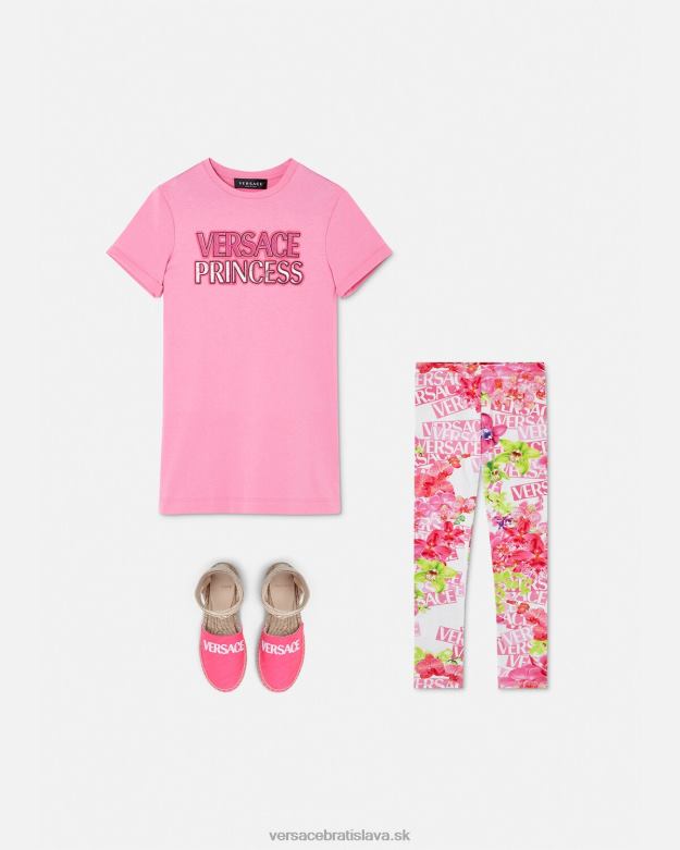 oblečenie X8X8P1974 Versace logo orchideové legíny biela a potlač deti