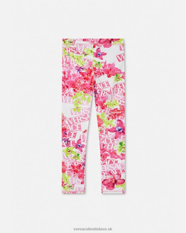 oblečenie X8X8P1974 Versace logo orchideové legíny biela a potlač deti