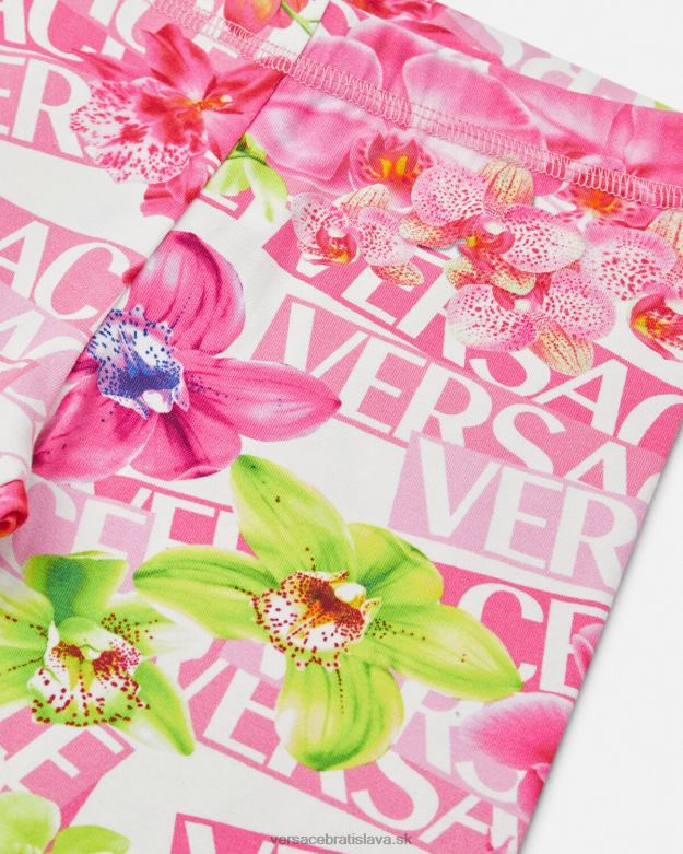 oblečenie X8X8P1974 Versace logo orchideové legíny biela a potlač deti