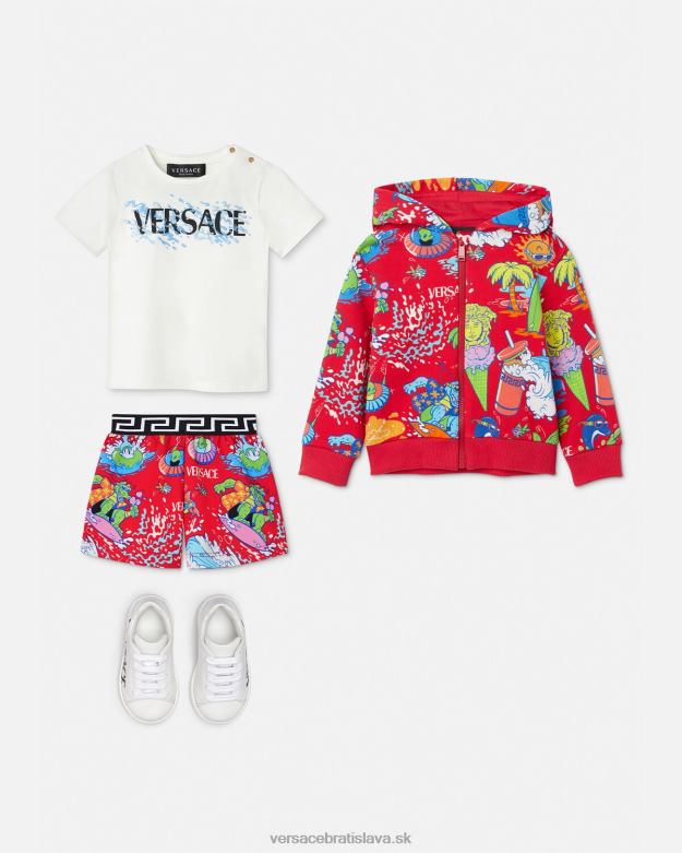 oblečenie X8X8P1927 Versace mikina medusa sunnies baby s kapucňou červená deti