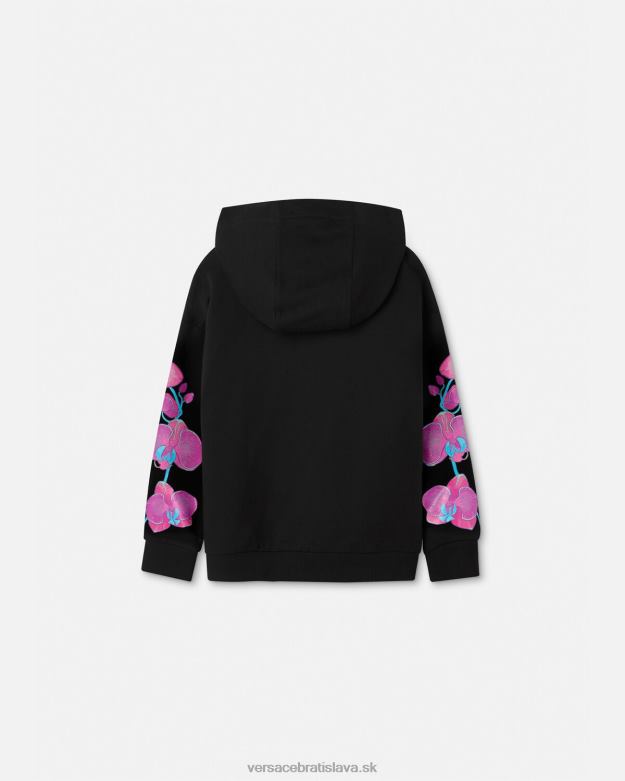 oblečenie X8X8P1972 Versace mikina s kapucňou orchidea barocco čierna a tlač deti