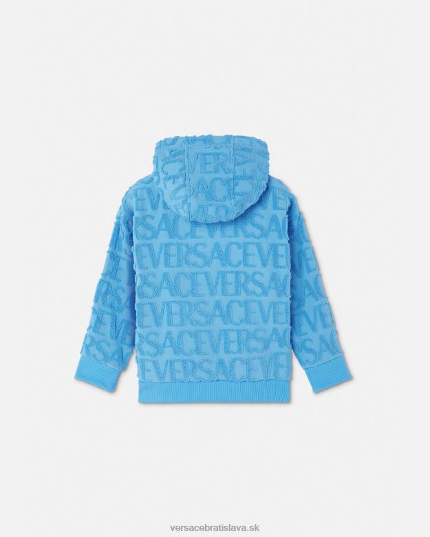 oblečenie X8X8P2088 Versace celoplošná uteráková mikina s kapucňou svetlo modrá deti