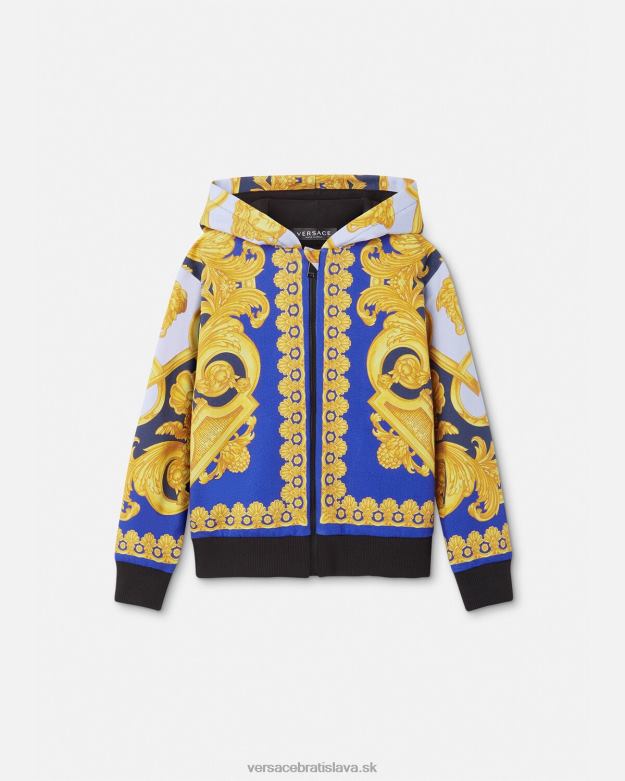 oblečenie X8X8P2108 Versace mikina s kapucňou barocco 660 na zips modrá a zlatá deti