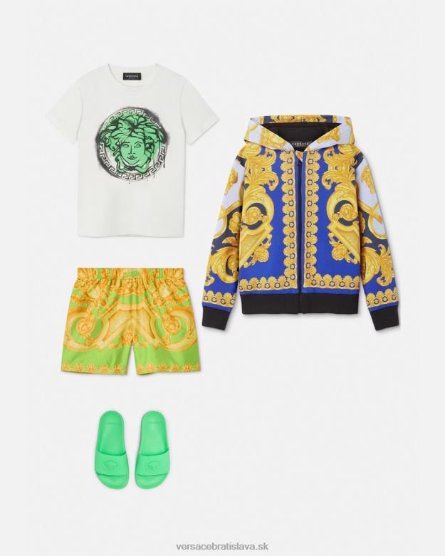 oblečenie X8X8P2108 Versace mikina s kapucňou barocco 660 na zips modrá a zlatá deti