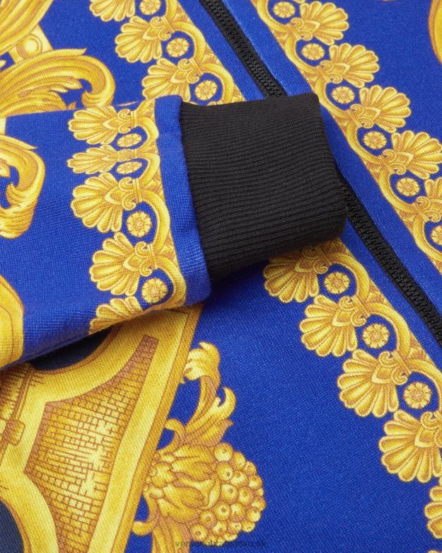 oblečenie X8X8P2108 Versace mikina s kapucňou barocco 660 na zips modrá a zlatá deti