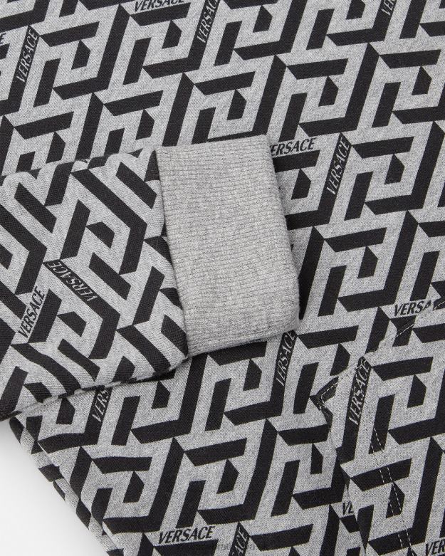 oblečenie X8X8P2118 Versace mikina s kapucňou la greca sivá a potlač deti