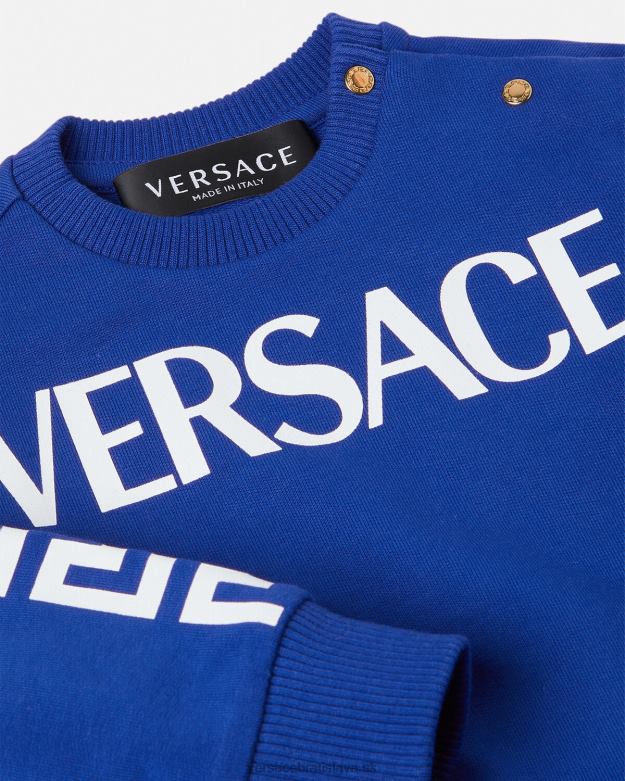 oblečenie X8X8P1888 Versace detská mikina s logom Modrá deti