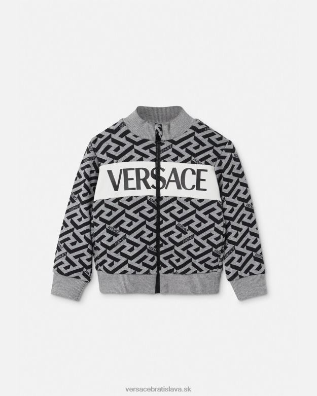 oblečenie X8X8P1909 Versace detská mikina na zips la greca sivá a potlač deti