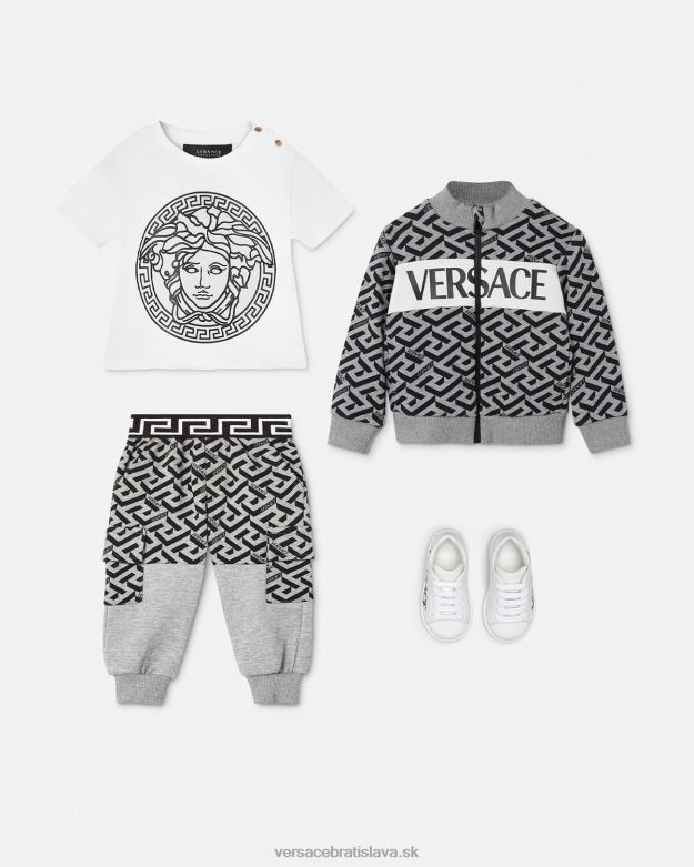 oblečenie X8X8P1909 Versace detská mikina na zips la greca sivá a potlač deti