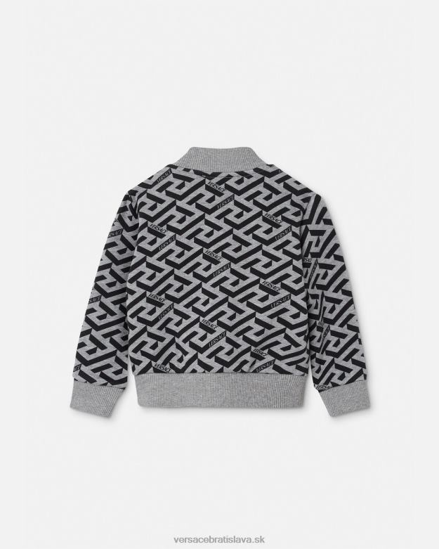 oblečenie X8X8P1909 Versace detská mikina na zips la greca sivá a potlač deti