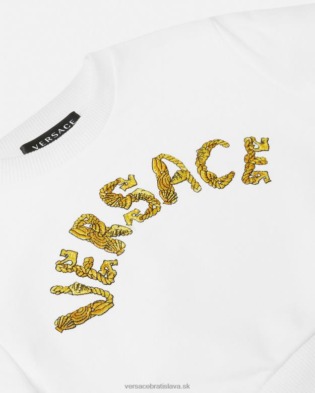 oblečenie X8X8P1935 Versace logo crop mikina biele zlato deti