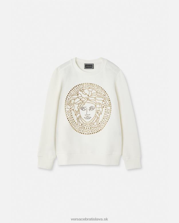 oblečenie X8X8P1962 Versace mikina medúza s cvočkami biely deti