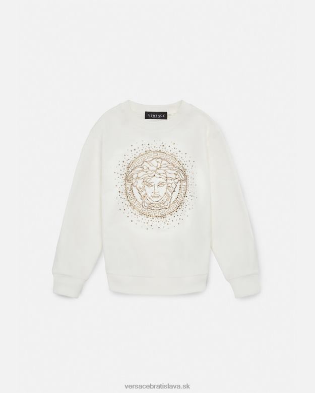 oblečenie X8X8P1963 Versace krištáľová mikina medúza biely deti