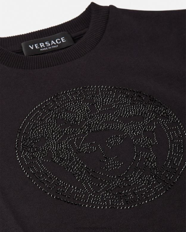 oblečenie X8X8P1998 Versace krištáľová mikina medúza čierna deti