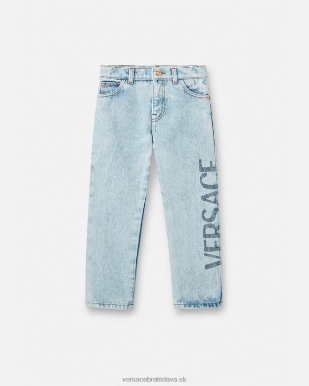 oblečenie X8X8P2130 Versace džínsy s logom svetlo modrá deti