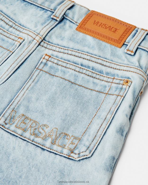 oblečenie X8X8P2130 Versace džínsy s logom svetlo modrá deti