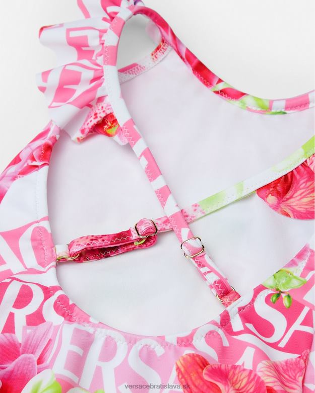 oblečenie X8X8P1865 Versace logo orchidea detské plavky biela a potlač deti