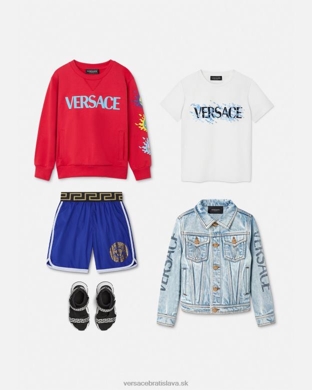 oblečenie X8X8P2113 Versace Medusa greca border plavecké šortky Modrá deti
