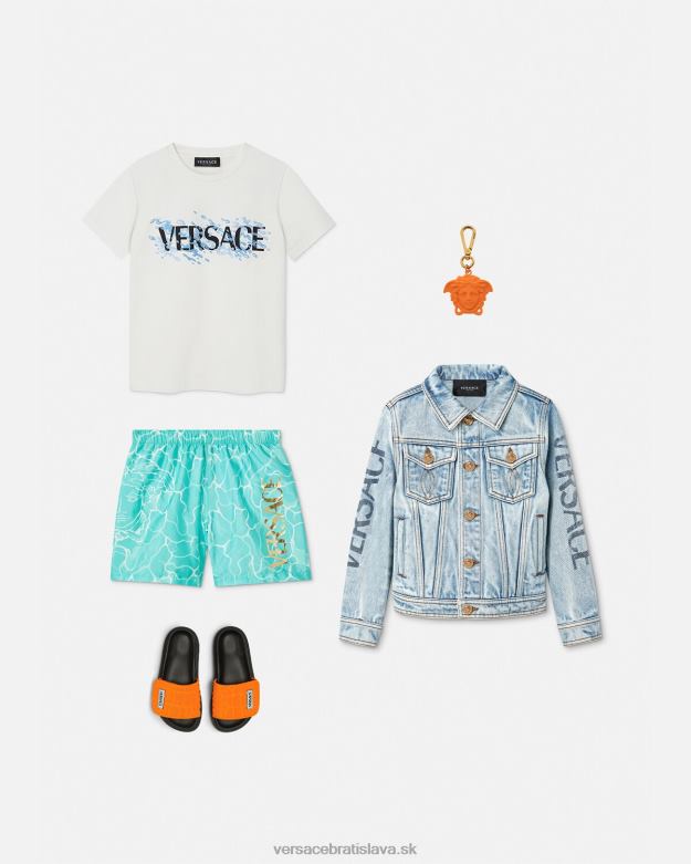 oblečenie X8X8P2134 Versace plavecké šortky s logom medusa Modrá deti