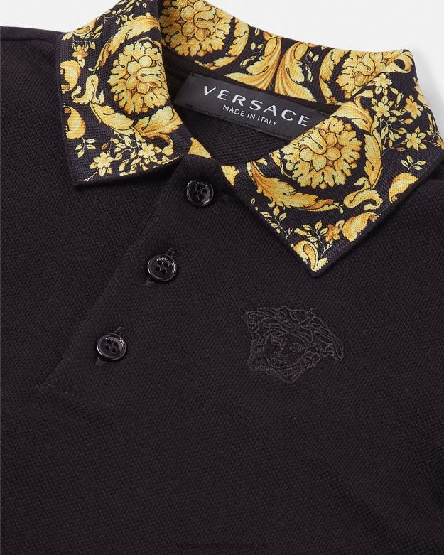 oblečenie X8X8P1902 Versace barocco detská polokošeľa čierna deti