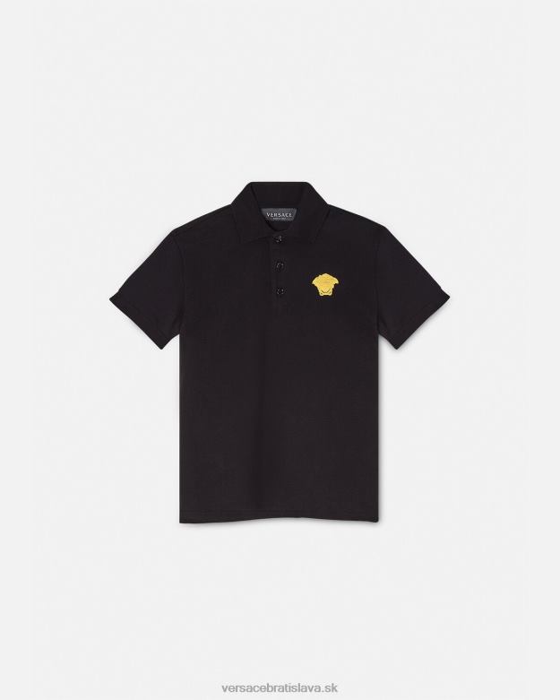 oblečenie X8X8P2104 Versace vyšívaná medúza polokošeľa čierna deti