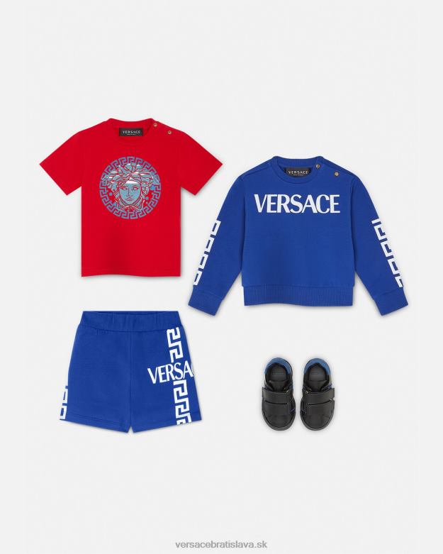 oblečenie X8X8P1889 Versace detské šortky s logom greca Modrá deti