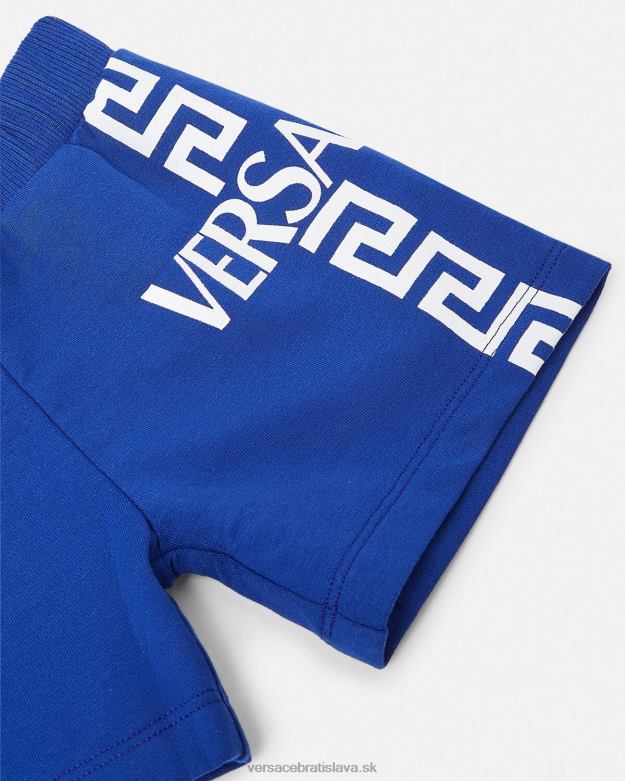 oblečenie X8X8P1889 Versace detské šortky s logom greca Modrá deti