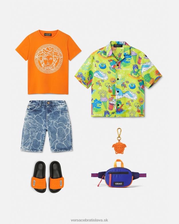 oblečenie X8X8P2128 Versace medúzové džínsové šortky Modrá deti