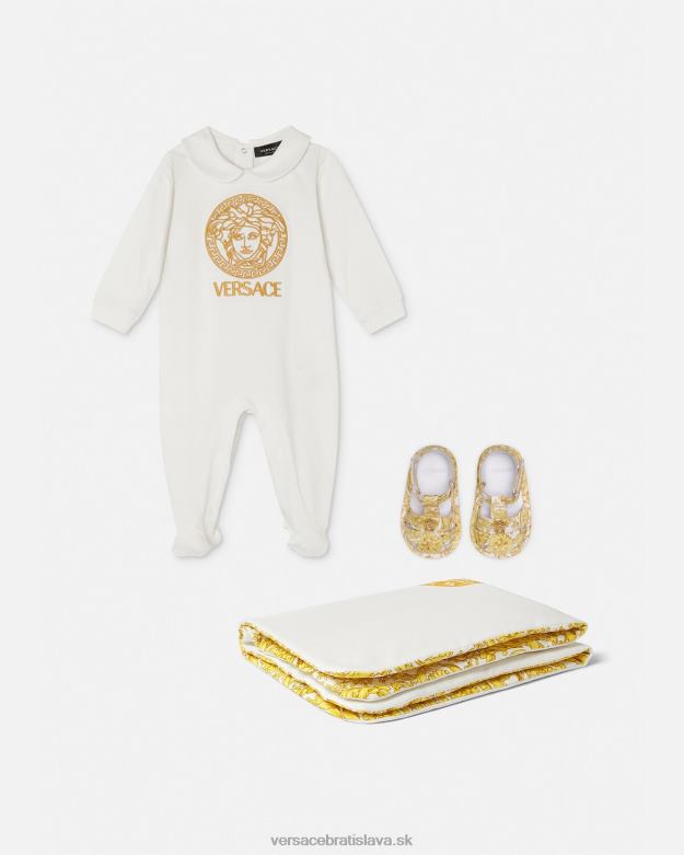 oblečenie X8X8P1824 Versace medusa detský spací oblek biele zlato deti