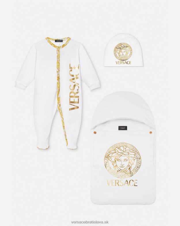 oblečenie X8X8P1825 Versace barocco detský spací oblek biele zlato deti