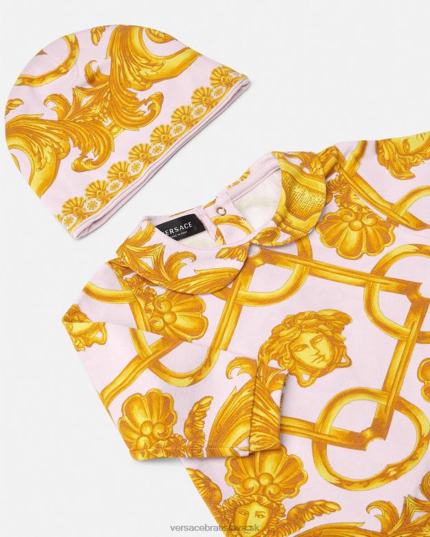 oblečenie X8X8P1826 Versace Súprava detského spacieho obleku barocco 660 svetlo ružová a zlatá deti
