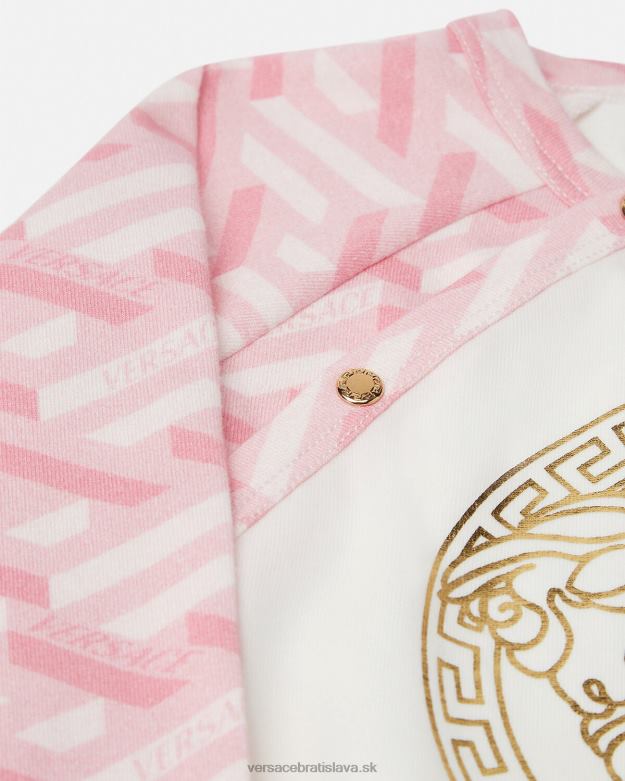 oblečenie X8X8P1831 Versace medusa la greca detský spací oblek ružová a biela deti