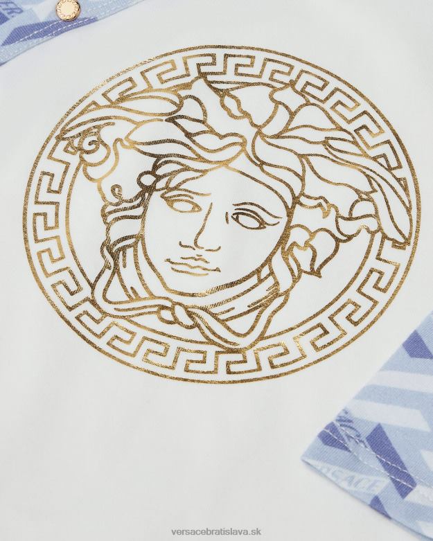 oblečenie X8X8P1832 Versace medusa la greca detský spací oblek svetlo modrá a biela deti