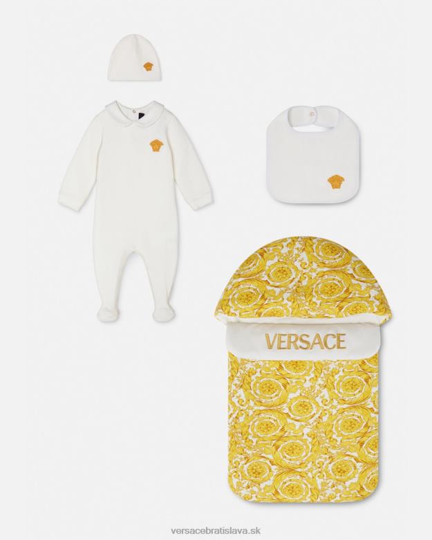 oblečenie X8X8P1835 Versace súprava detského spacieho obleku medusa biele zlato deti