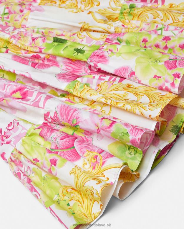 oblečenie X8X8P1971 Versace dlhá sukňa s logom orchidea biela a potlač deti