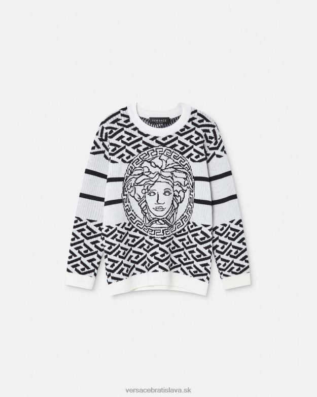 oblečenie X8X8P1992 Versace sveter medusa la greca čierna biela deti
