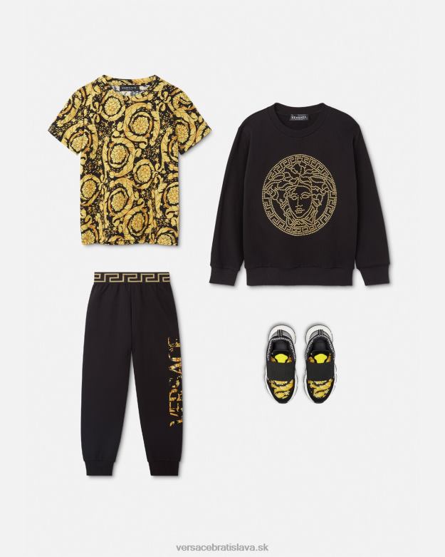 oblečenie X8X8P1993 Versace tepláky s logom barocco čierna deti